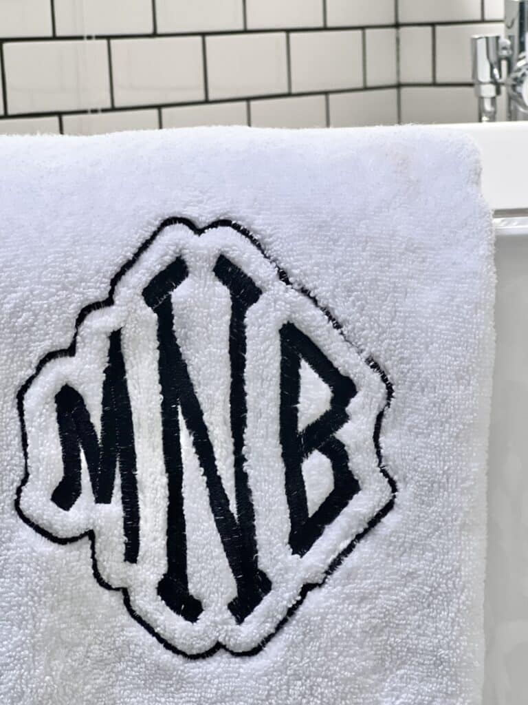 Monogrammed white towel.