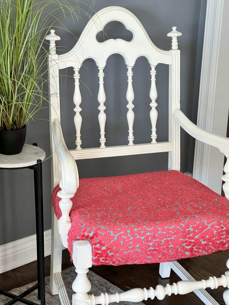 A DIY upholstered chair seat.