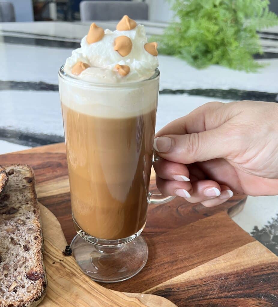 Tasting a smoked butterscotch latte recipe.