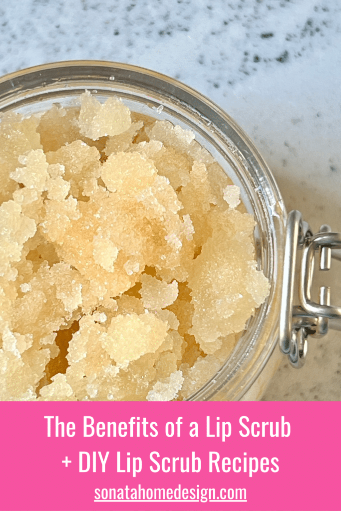DIY lip scrub in a glass jar.