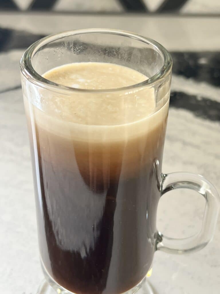 Butterscotch Latte Recipe: coffee with butterscotch topping and milk.