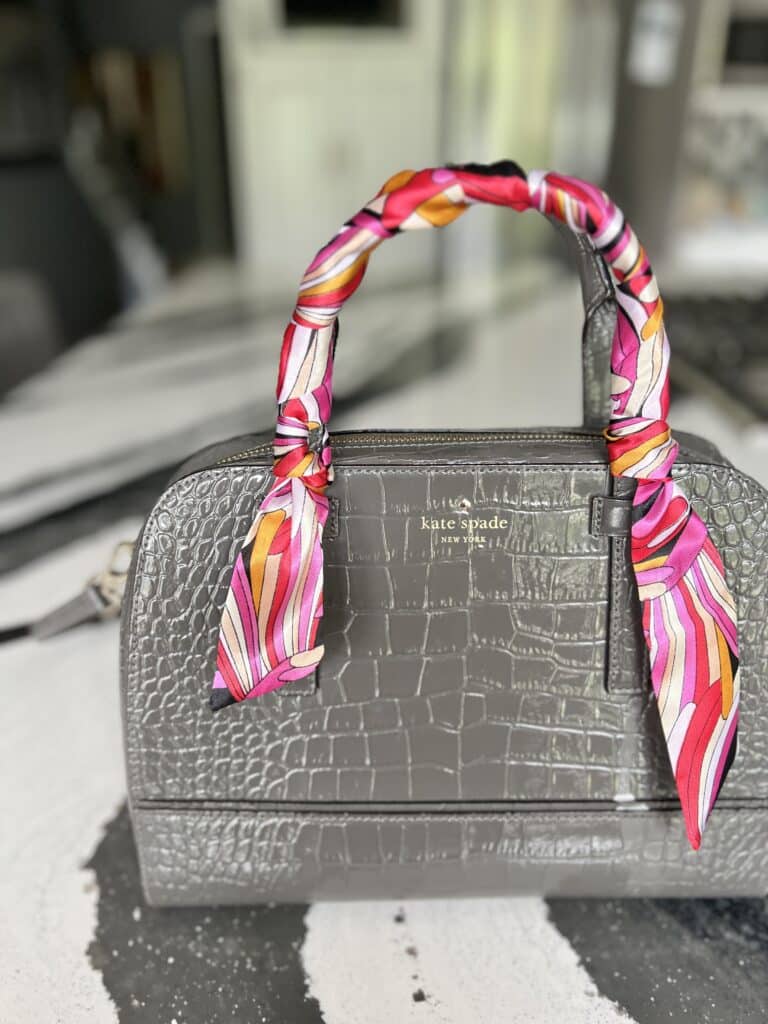 How To Tie Scarf On Handbag 