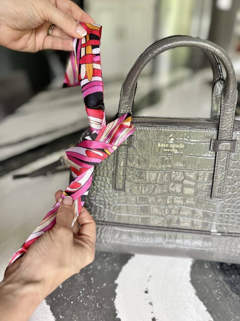 How To Tie Scarf On Handbag 