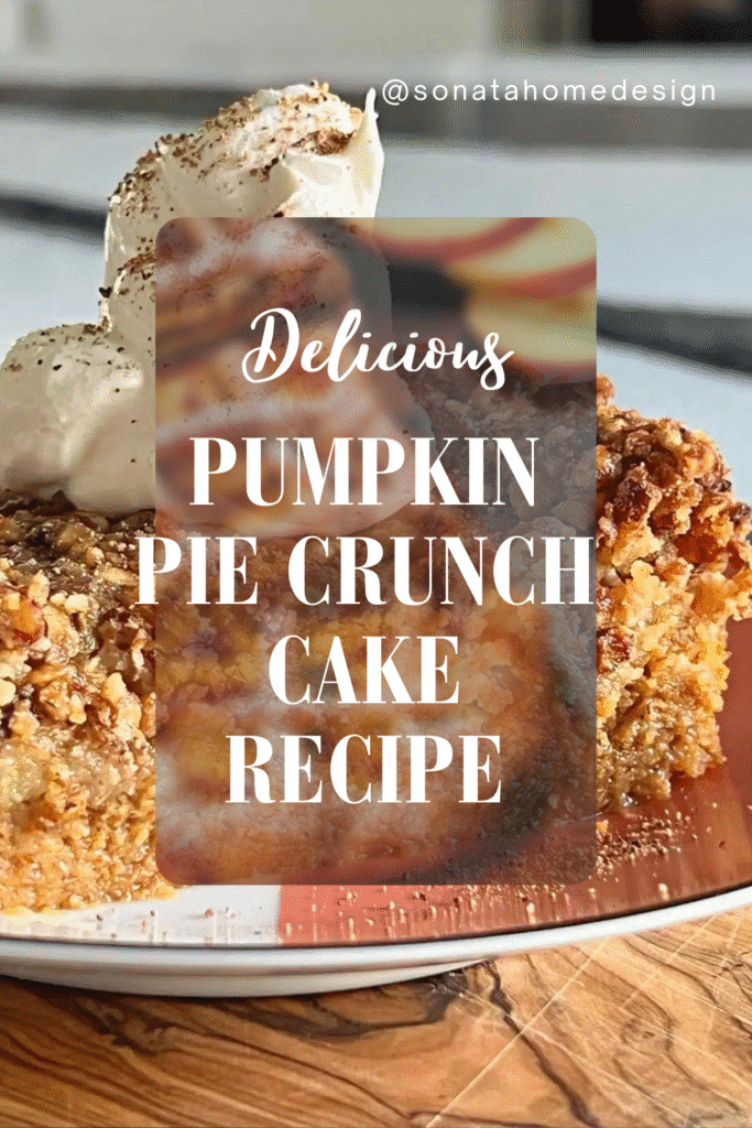 Pumpkin pie crunch cake on a plate.