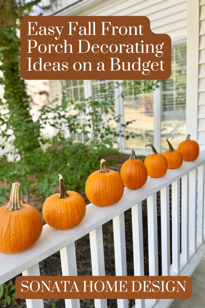 Pinterest pin: fall front porch decorating ideas on a budget