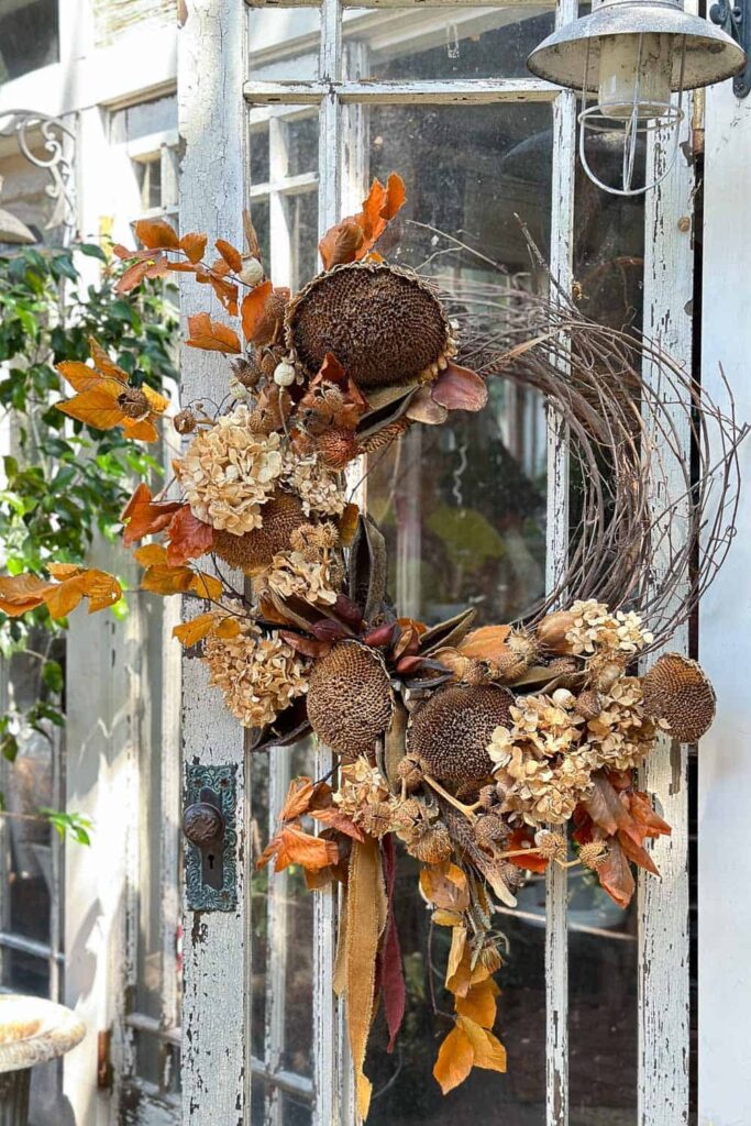 A fall wreath made from foraged items. Created by WM Design House.