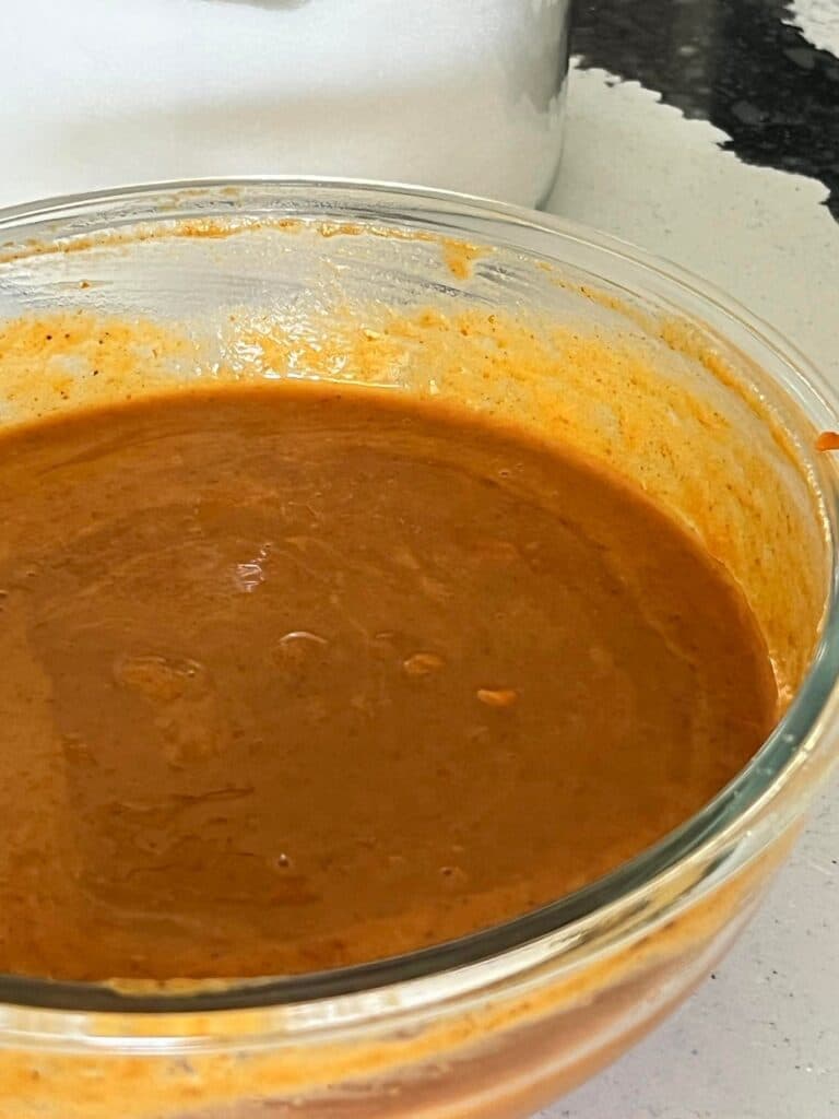 The batter for pumpkin crunch cake.