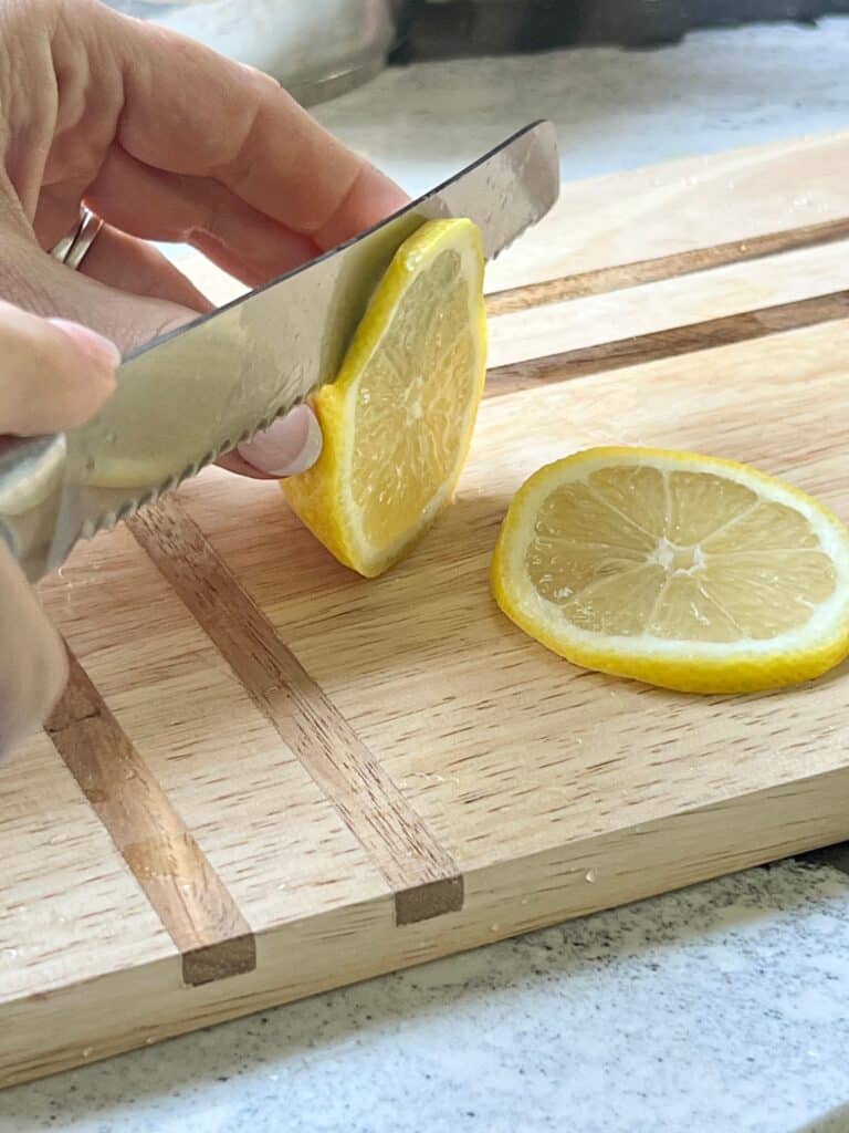 Slicing lemons.
