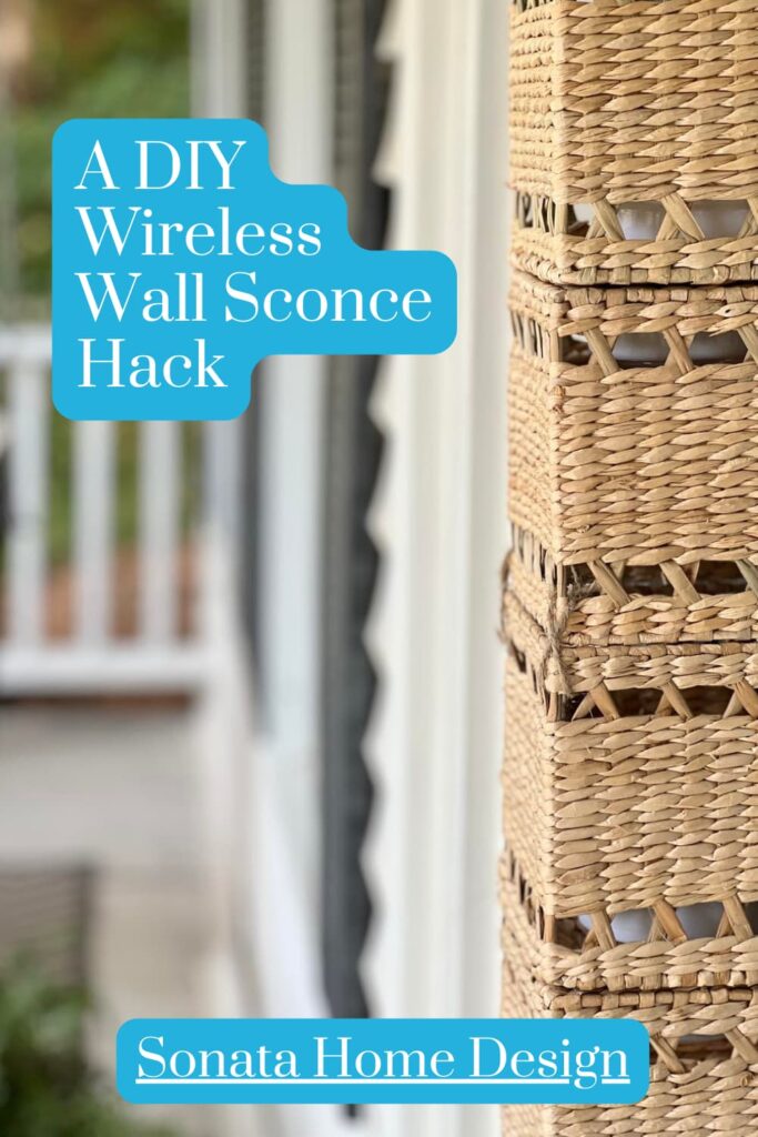 DIY wireless wall sconce hack pinterest pin.