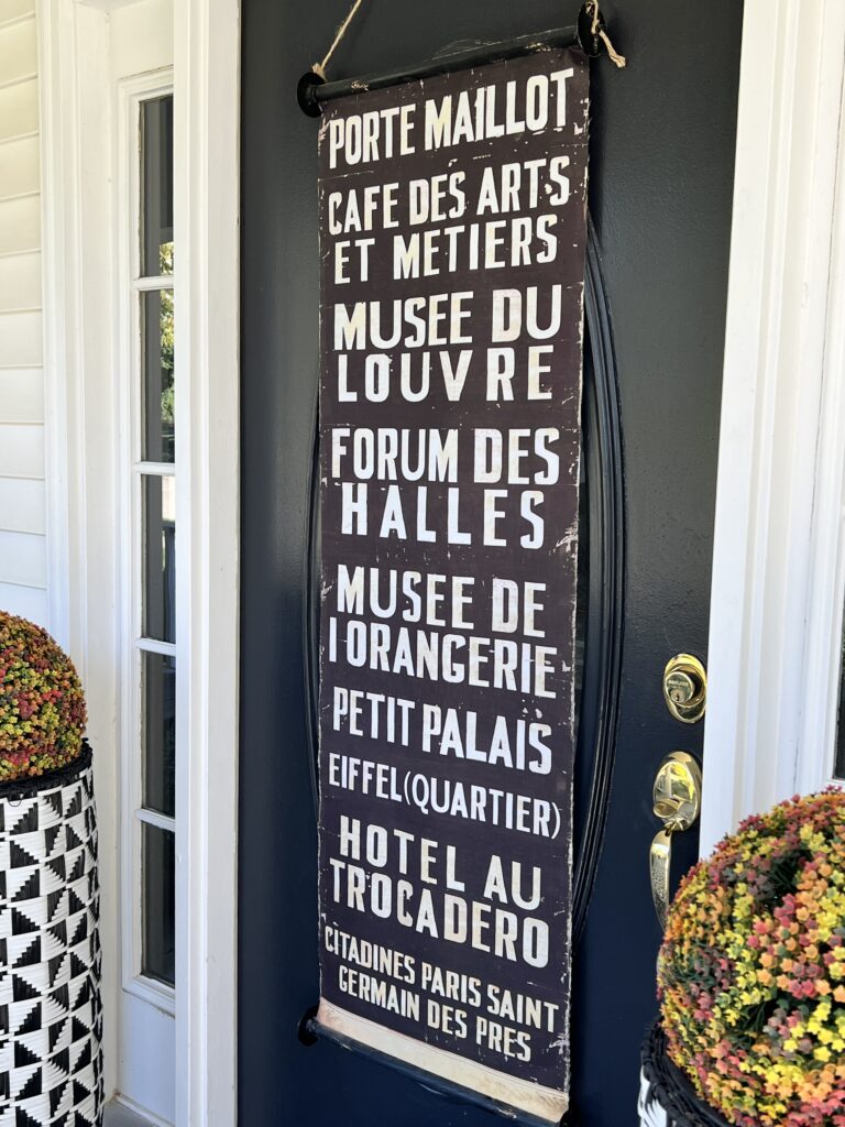 A wall banner used as diy glass door insert decor.