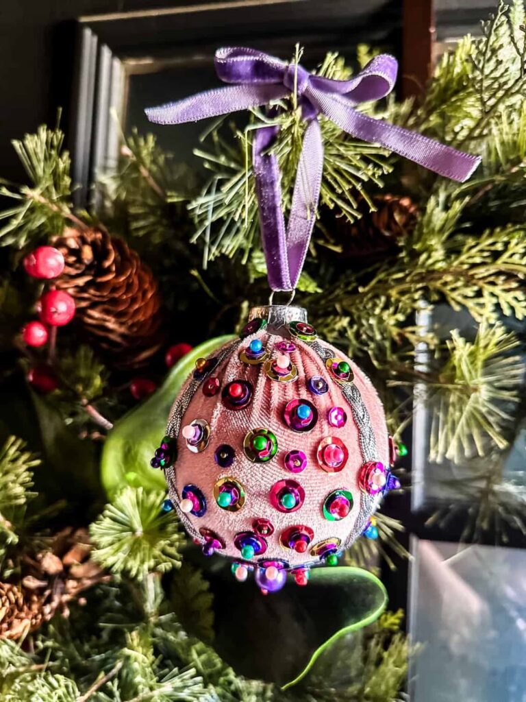 Vintage Satin Sequin Christmas Ornaments by Amy Saddler Designs