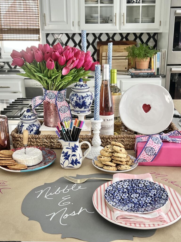 A Valentine Nibble and Nosh tablescape 