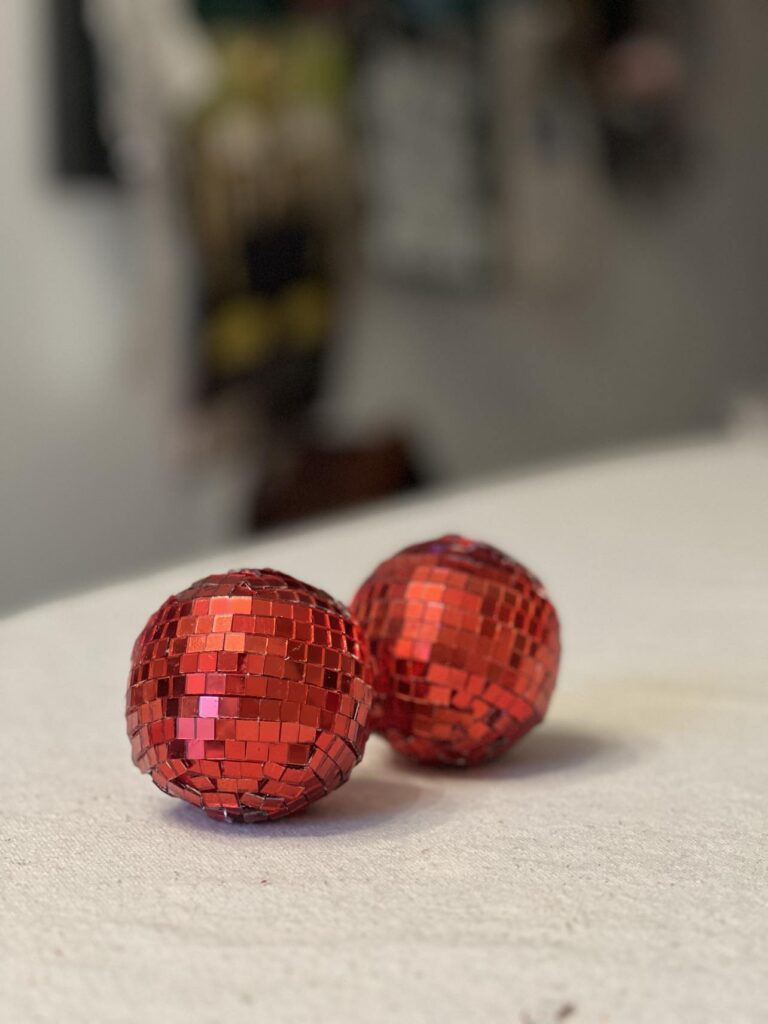 Two completed mirrored balls.