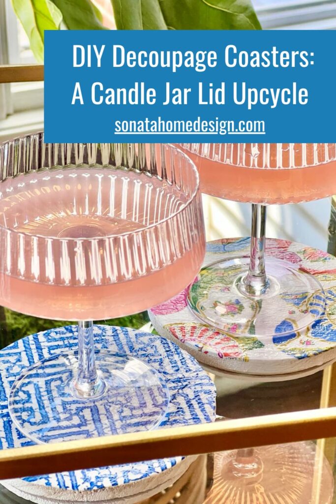 DIY Decoupage Coasters: A Candle Jar Lid Upcycle