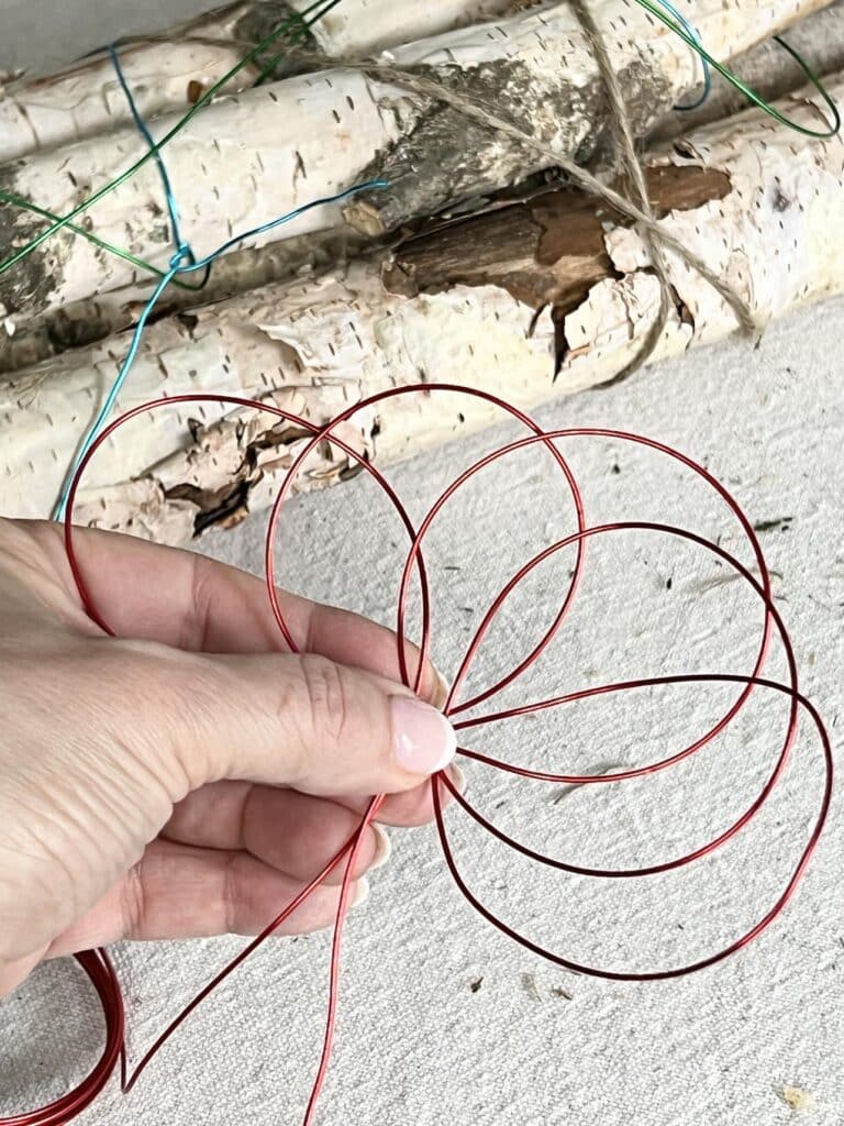 DIY Birch Logs red wire loops