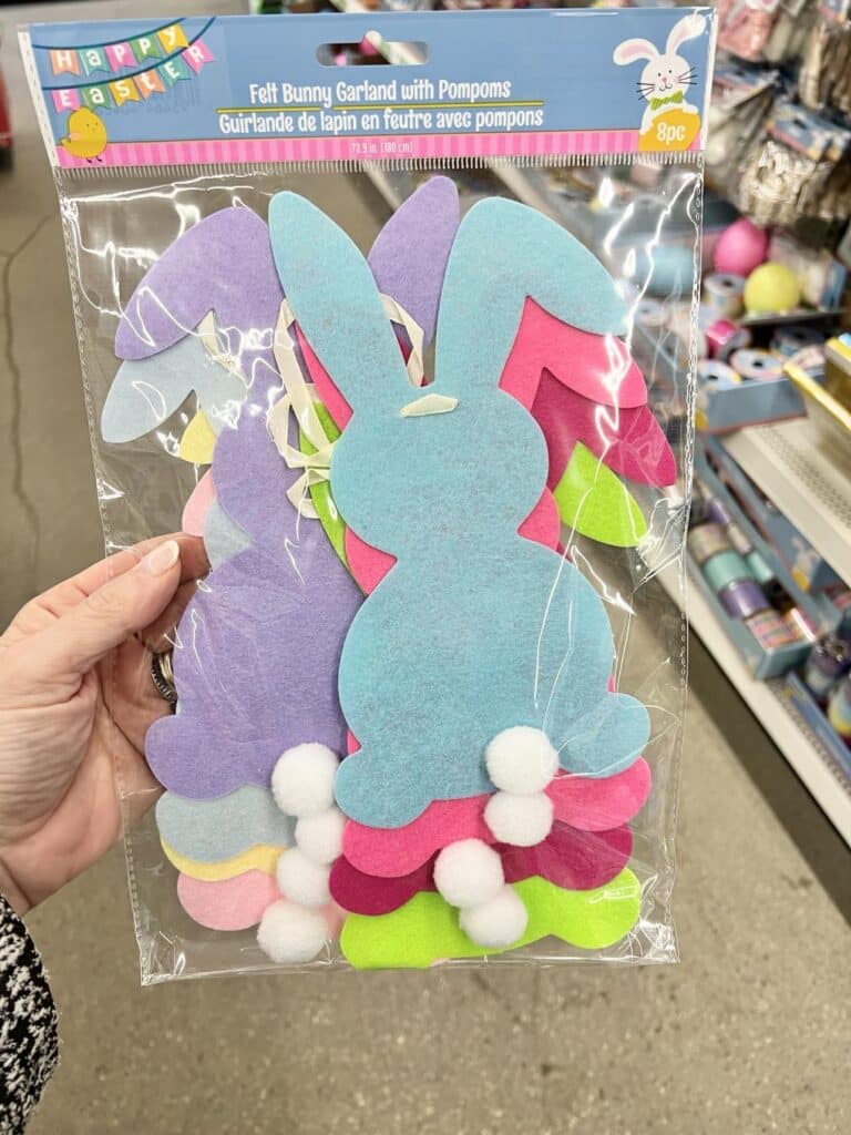 A package of bunny garland at the dollar store.