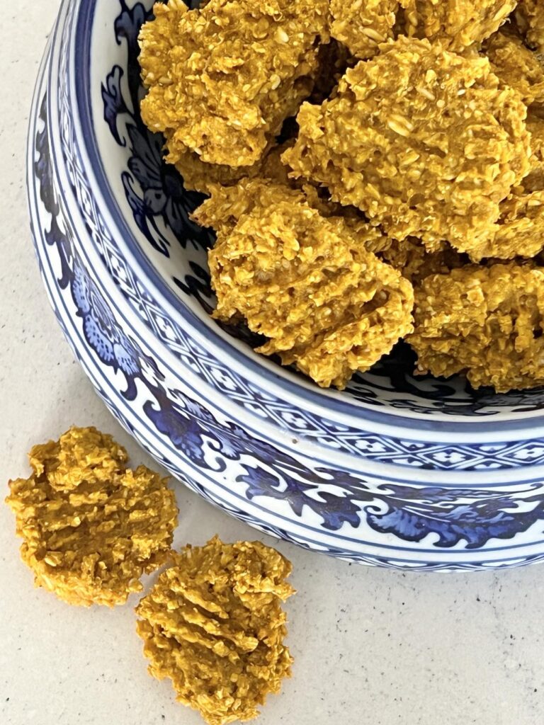 Homemade oatmeal pumpkin dog treats.