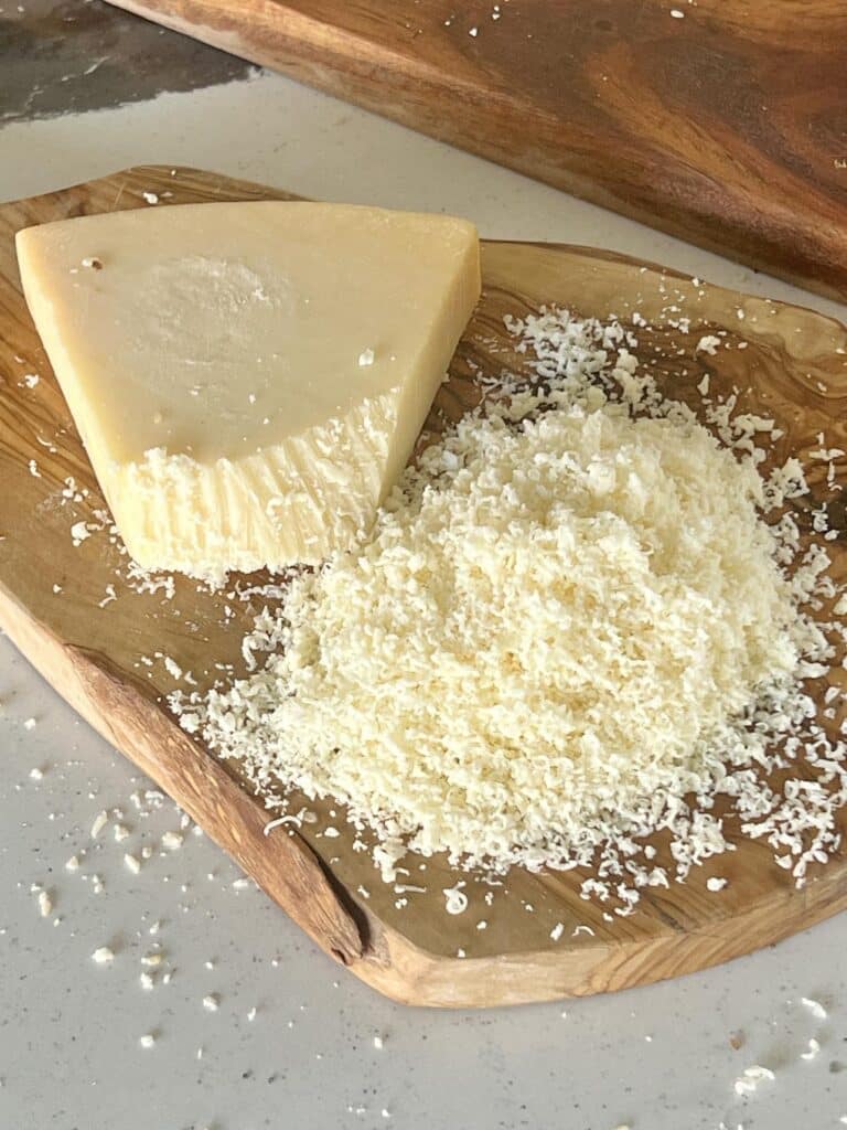 Finely grated parmesan cheese.