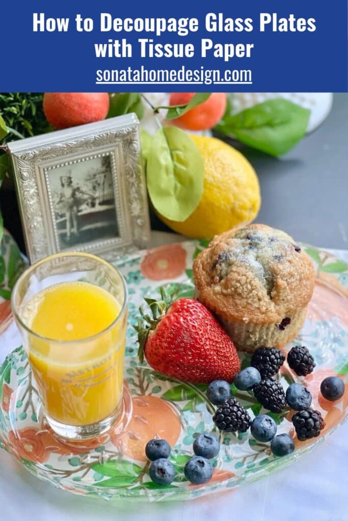 How to decoupage glass plates with tissue paper.