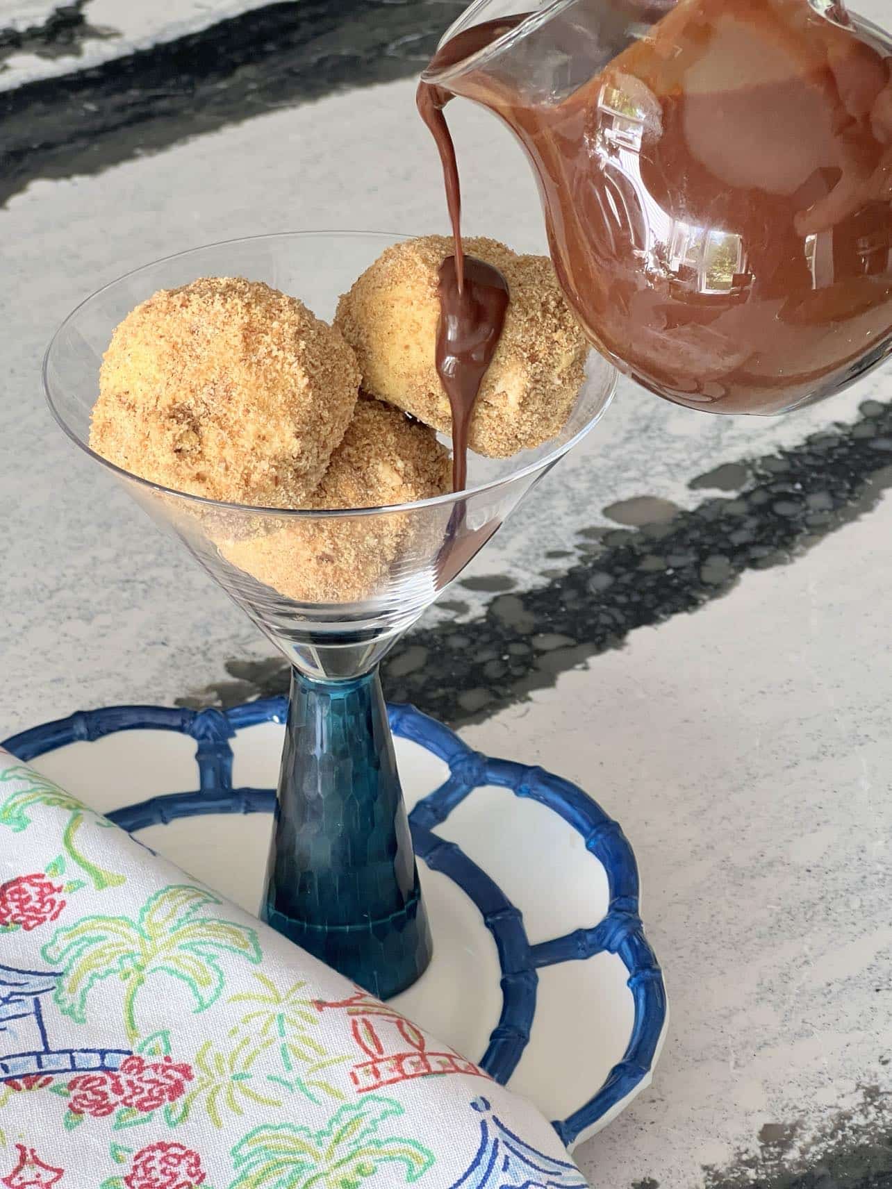 Crunchy Ice Cream Ball Recipe with Hot Fudge Sauce - Sonata Home Design