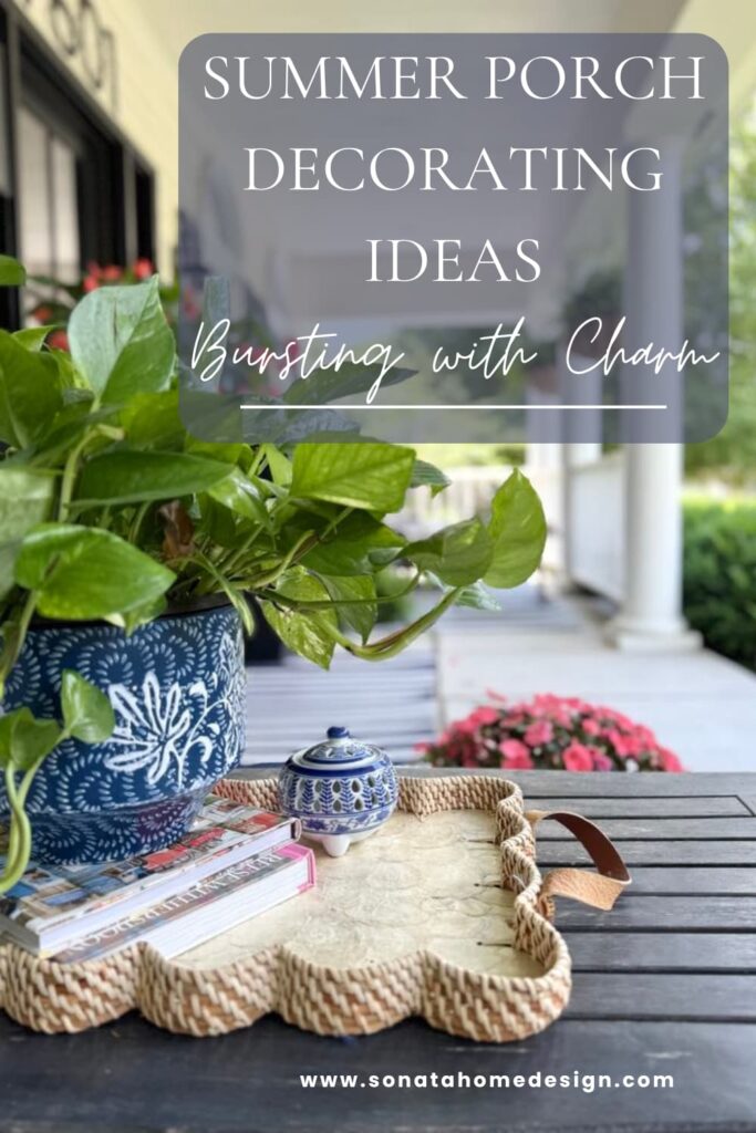 Summer Porch Decorating Ideas with potted plants and flowers.