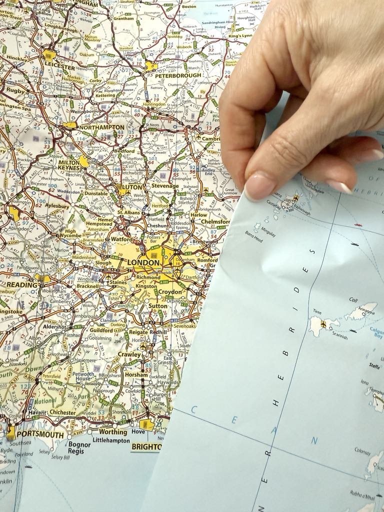 Map of England to be used for DIY travel journal.