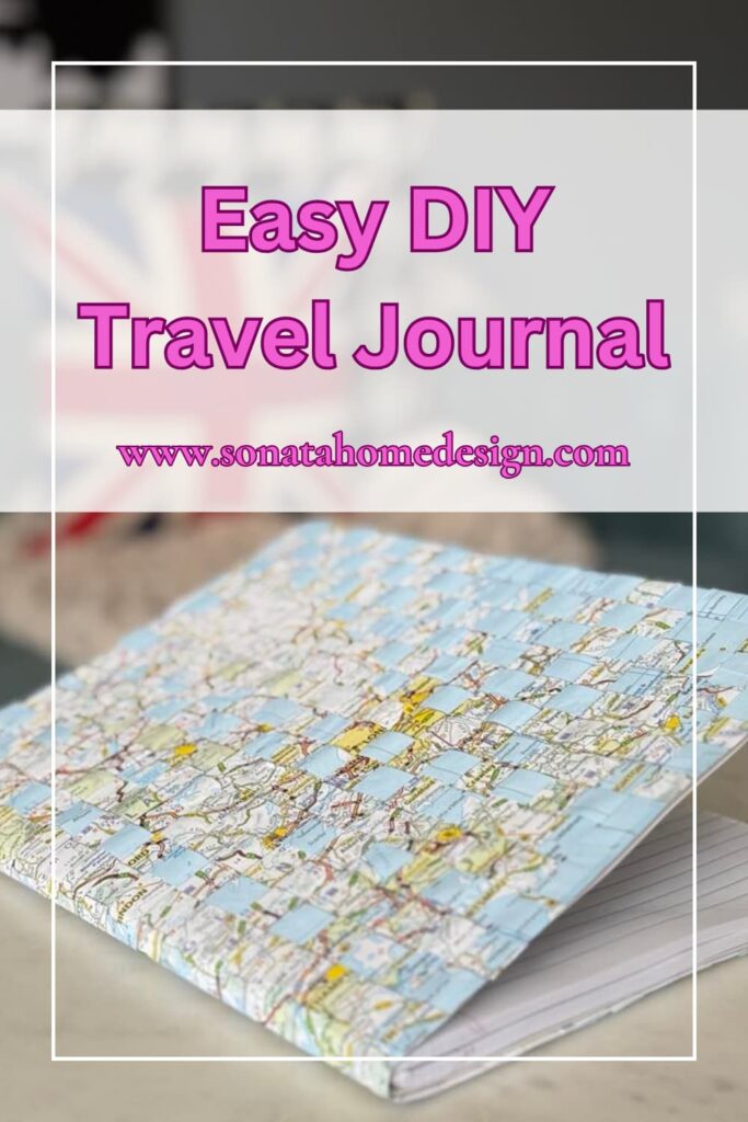 Pinterest Pin: DIY travel journal on table
