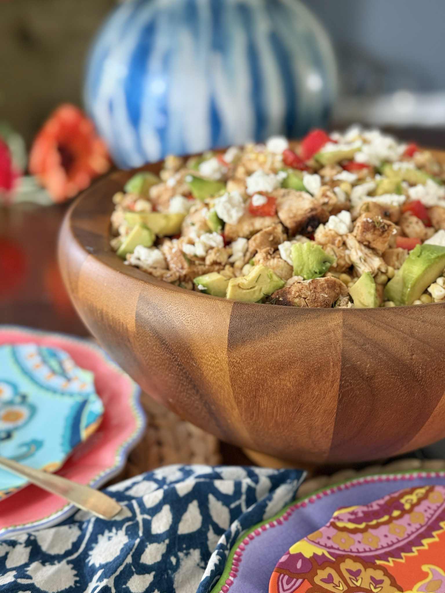 Avocado Corn Chicken Salad with a Zesty Lime Dressing