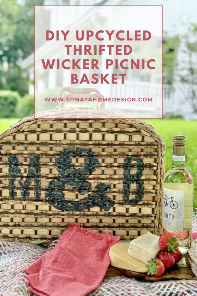 DIY upcycled thrifted Wicker Picnic Basket