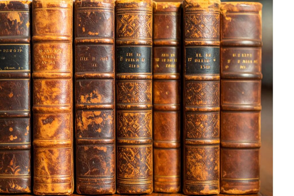 Leather bound books.