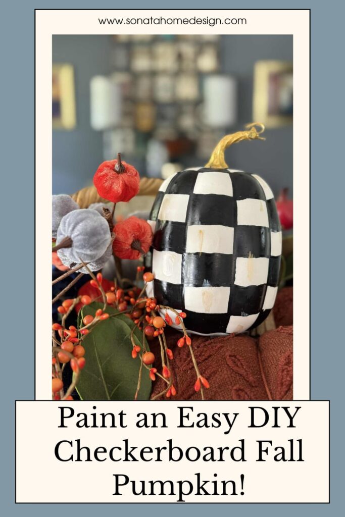 Paint an easy DIY checkered fall pumpkin.