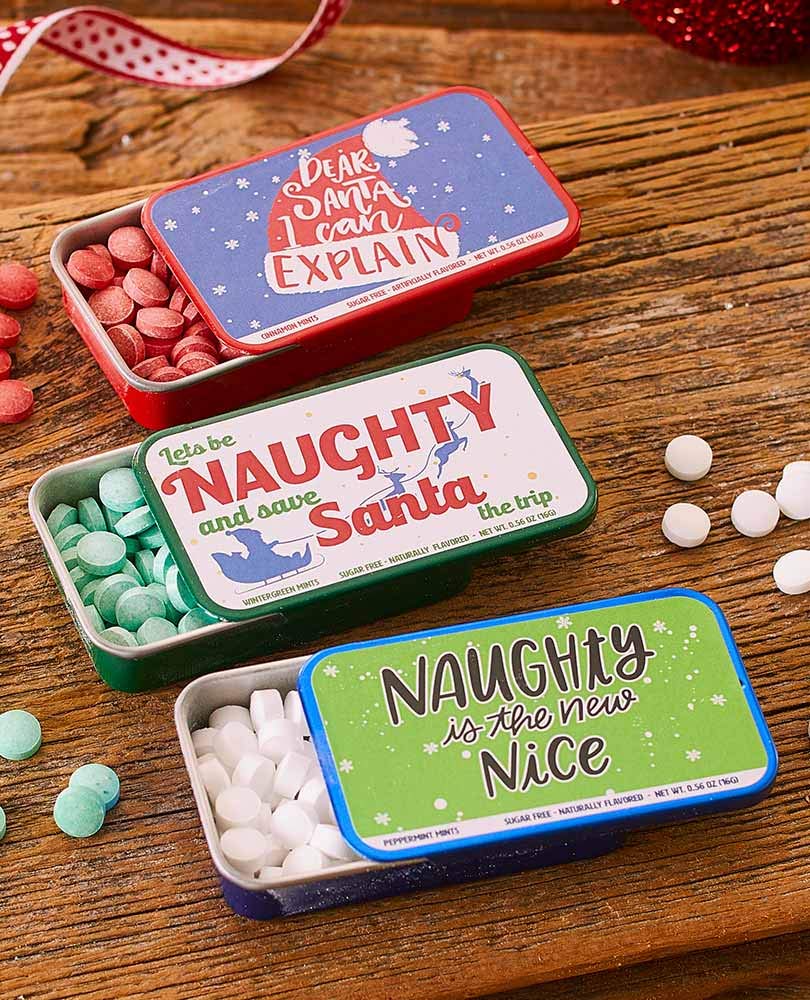 Small Christmas mint tins.