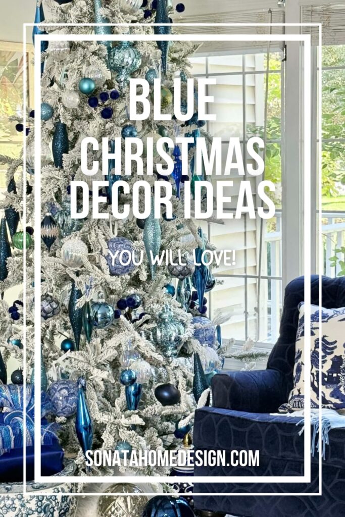 blue Christmas decorating ideas Pinterest pin