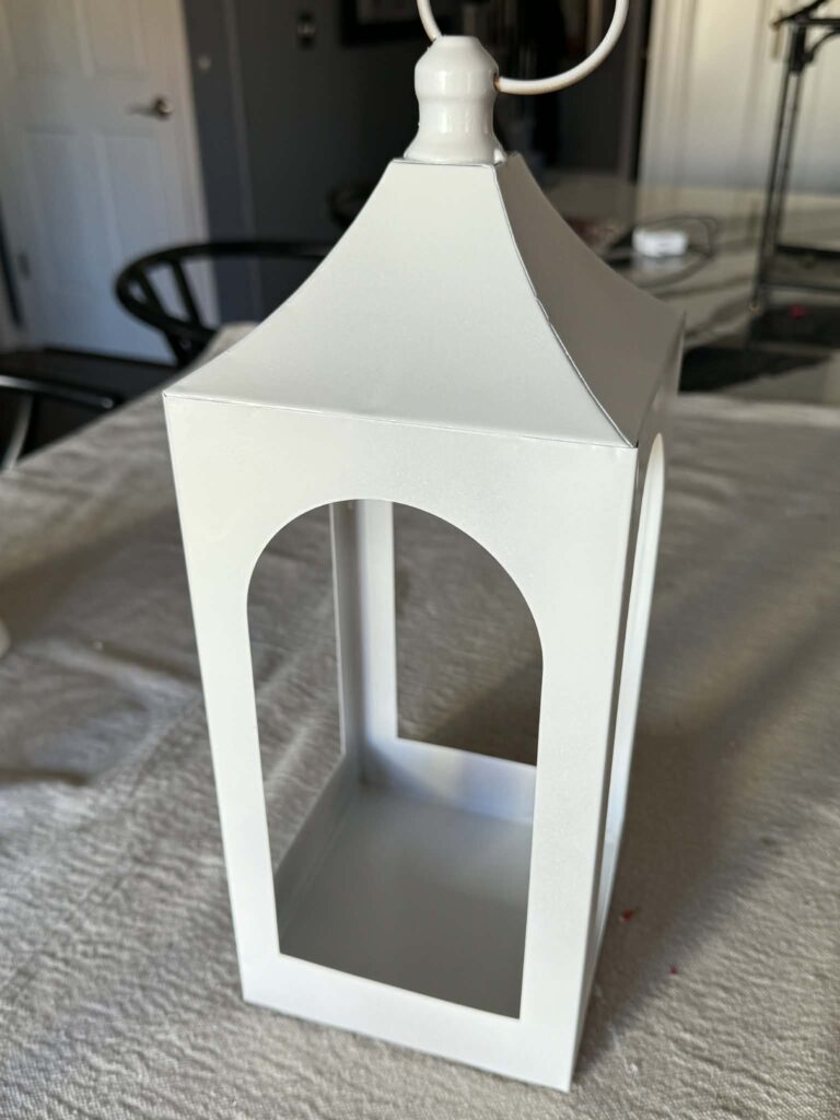 A white metal lantern.