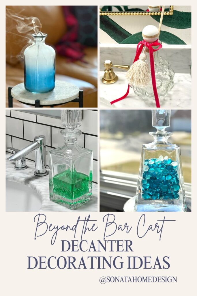 Pinterest Pin: Beyond the bar cart deanter decorating ideas.