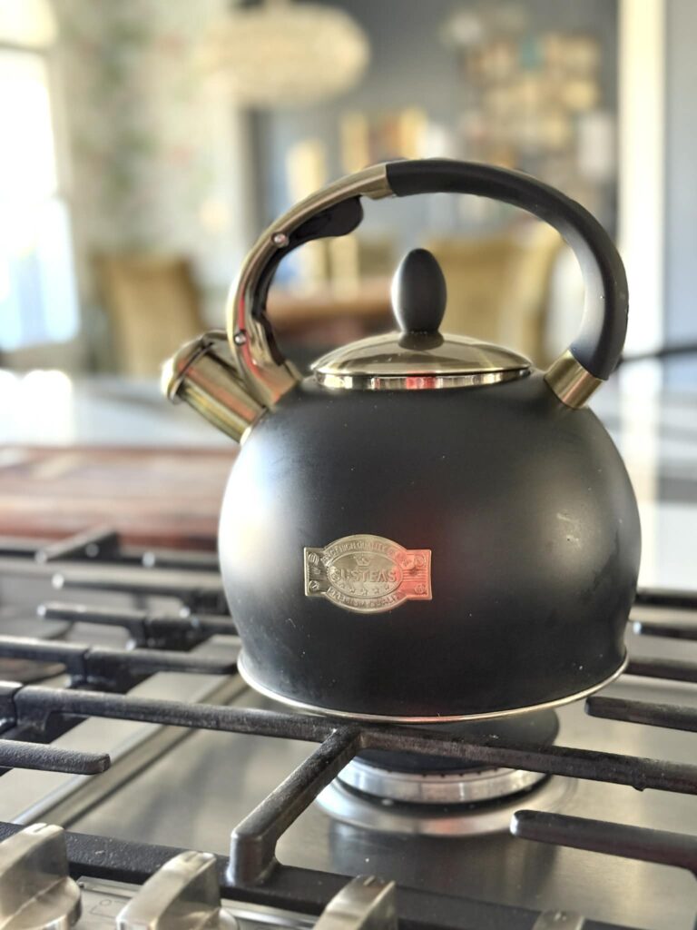 A black tea kettle.