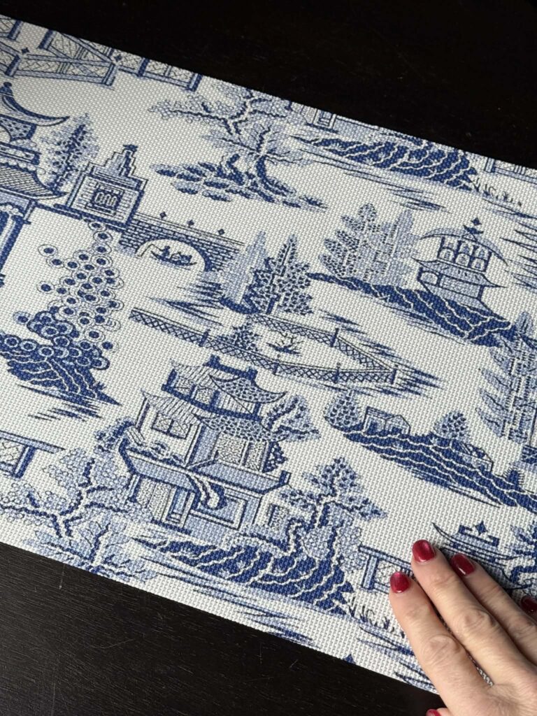 Blue and white chinoiserie placemat.