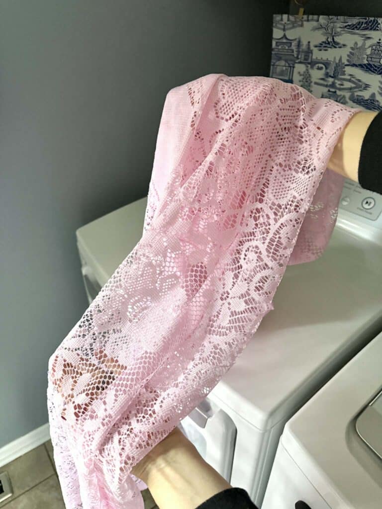 Pink lace panel.