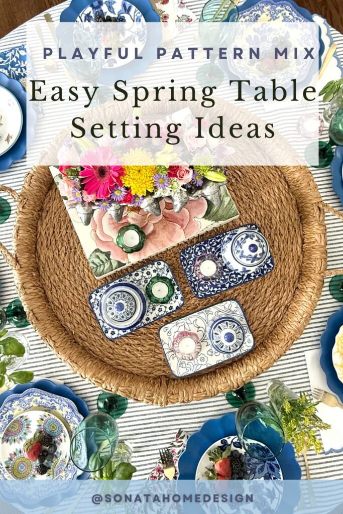 Easy spring table setting ideas Pinterest pin.