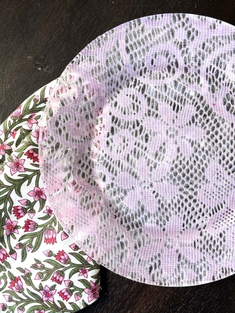 Pink decoupage plates.