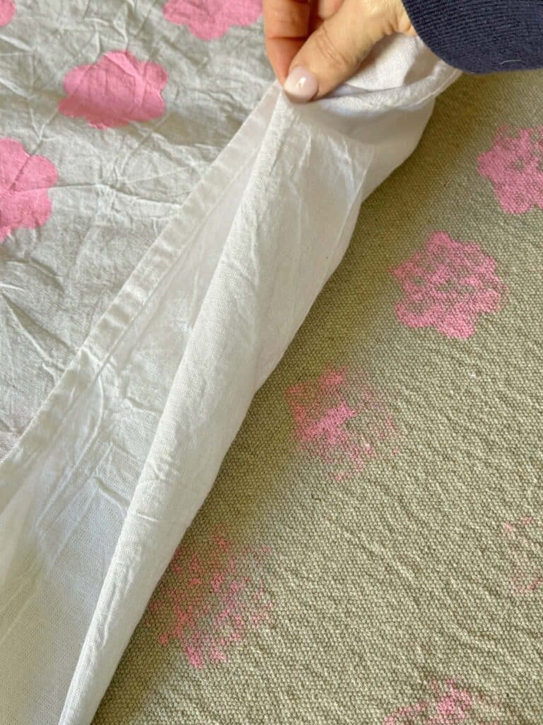 Paint on a dropcloth.