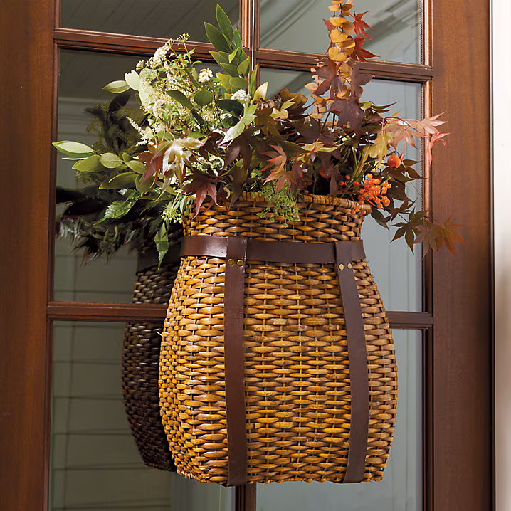 An Adirondack hanging door basket.