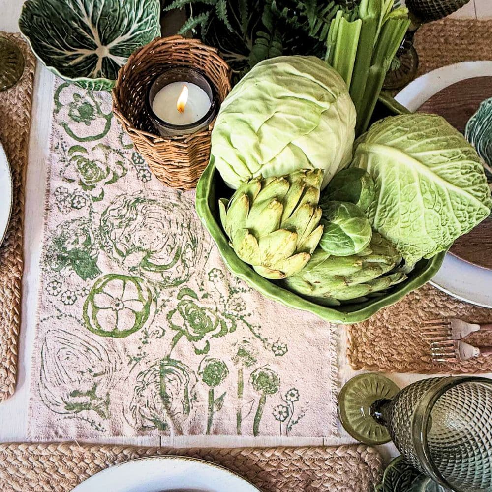 A block printed tea towel by WM Design House.