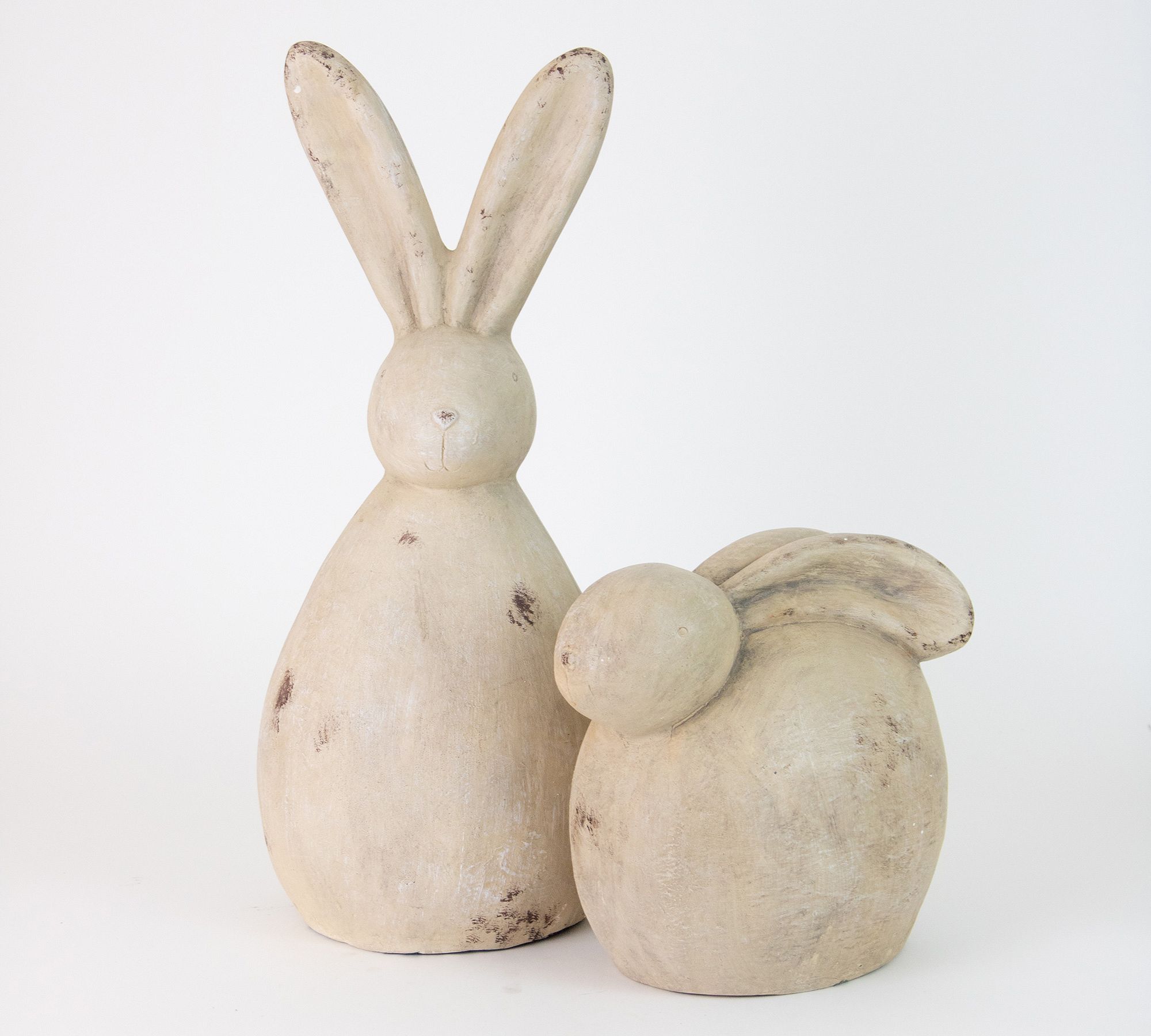 Two bunny sculptures.