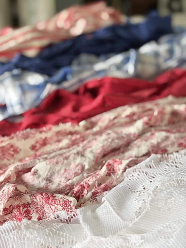 A pile of fabric strips.