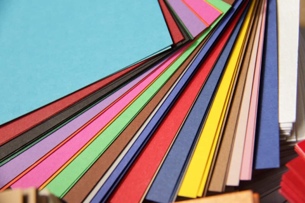 multi-colored card stock.