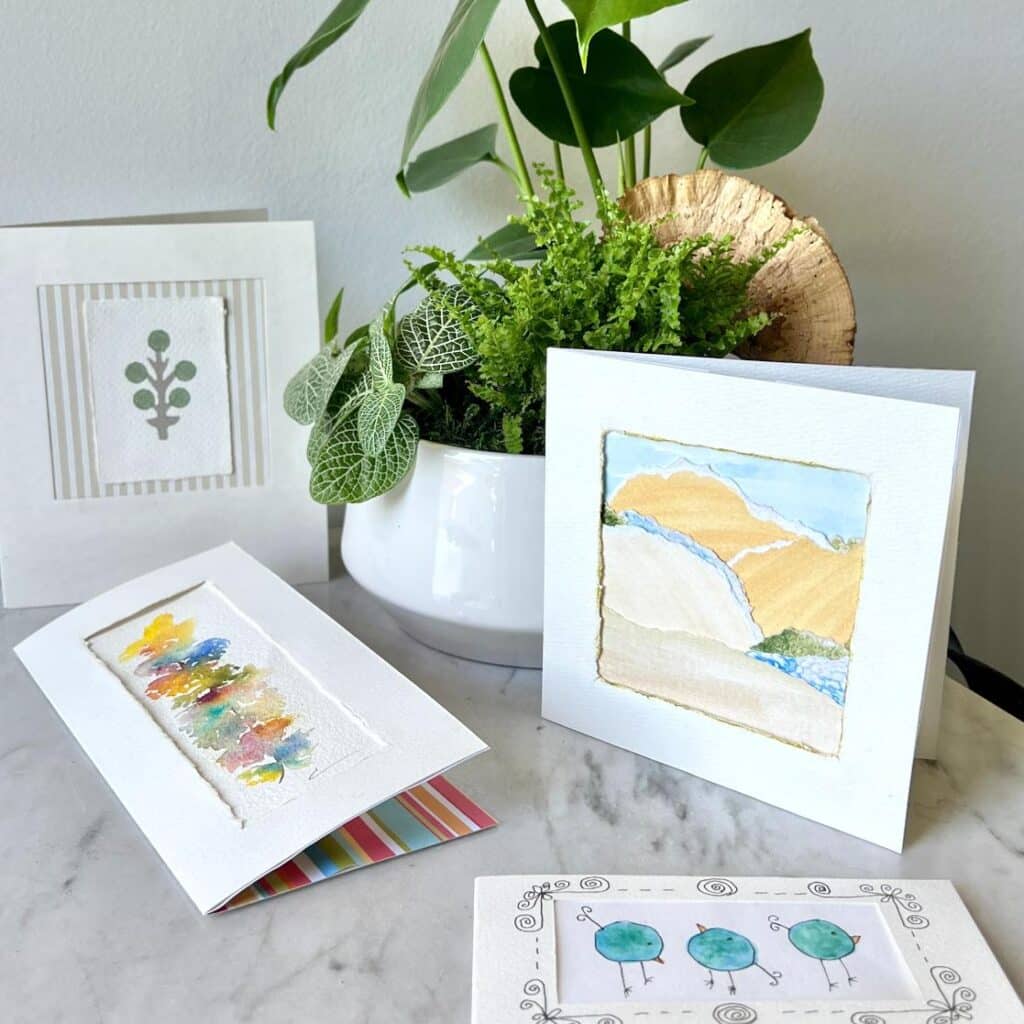 Handmade cards that hold art.