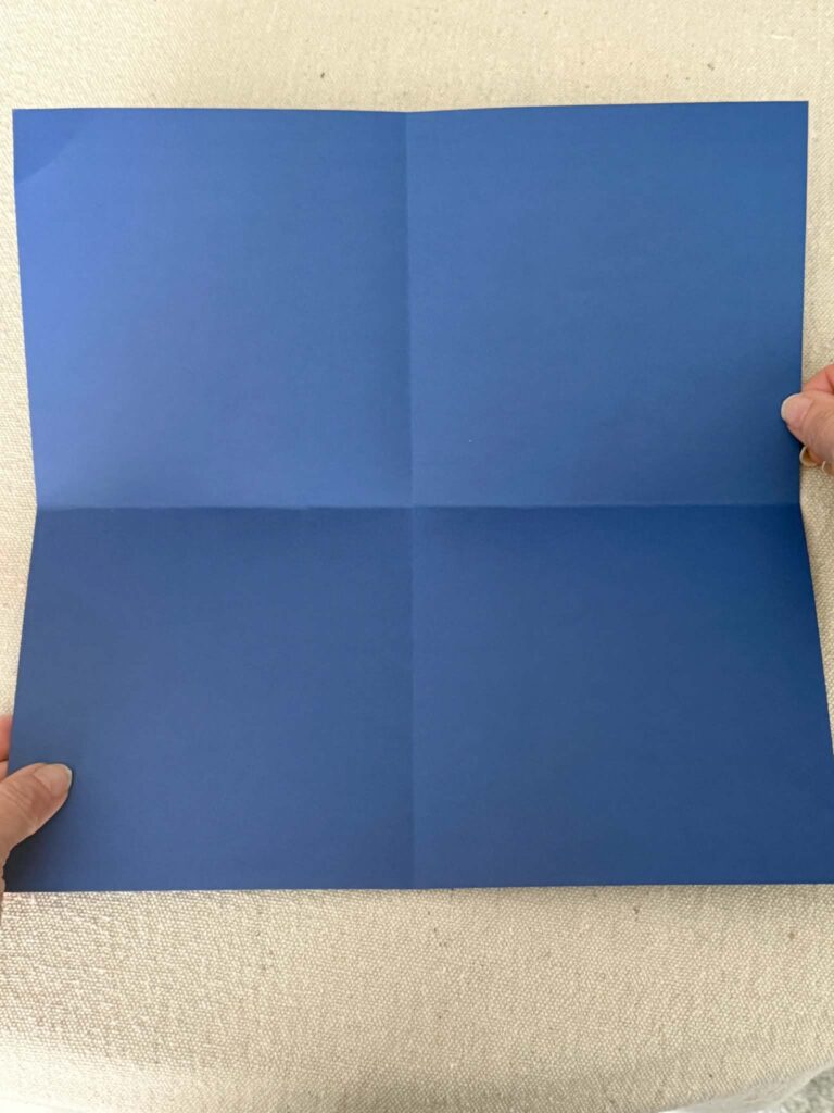 Card stock folded into quarters.