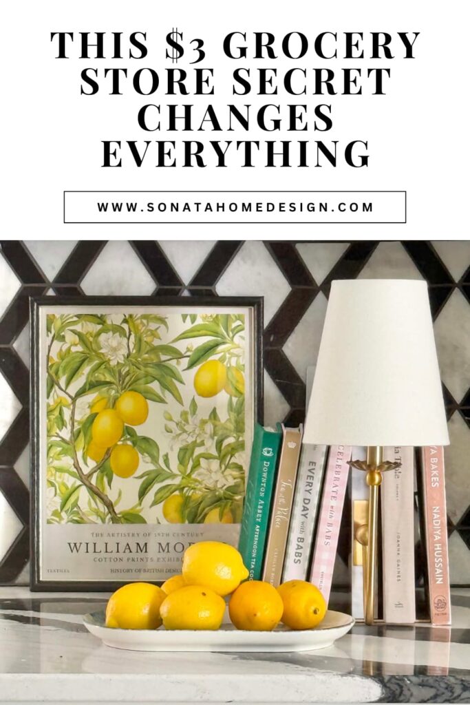 A kitchen vignette with lemon themed decor.