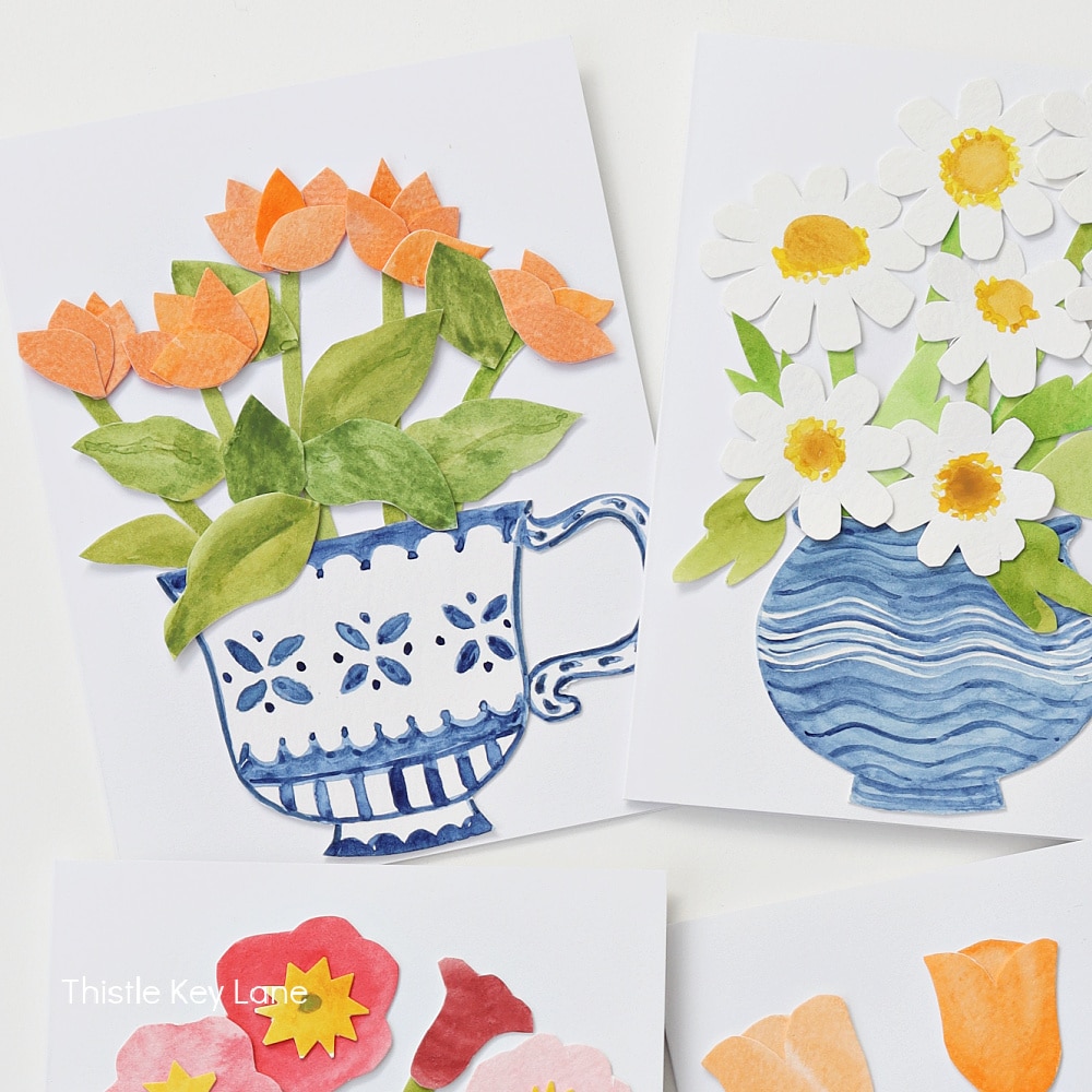 Handmade collage notecards.